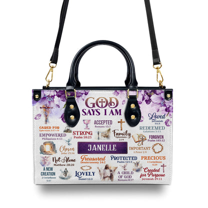 God Says I Am - Personalized Leather Handbag - Gift For Women GMJSLB200010