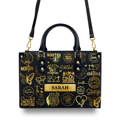 Rooted In Christ - Personalized Leather Handbag GMJSLB200008