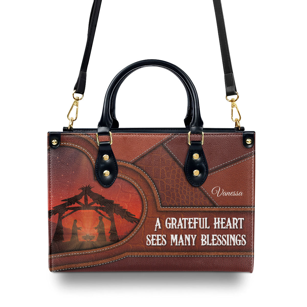 Grateful Heart - Personalized Leather Handbag GMJSLB200098