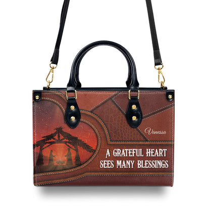 Grateful Heart - Personalized Leather Handbag GMJSLB200098