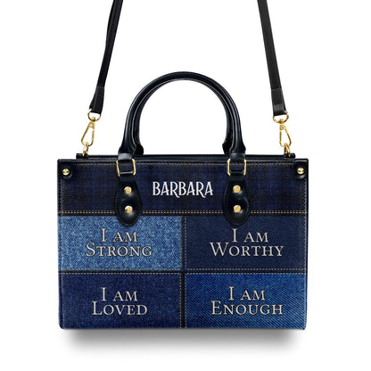 I Am Worthy - Personalized Leather Handbag GMJSLB200043