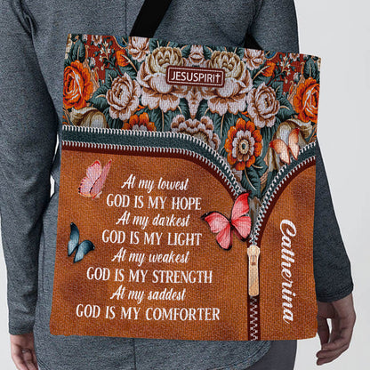 At My Darkest God Is My Light - Personalized Tote Bag GTTJS10133