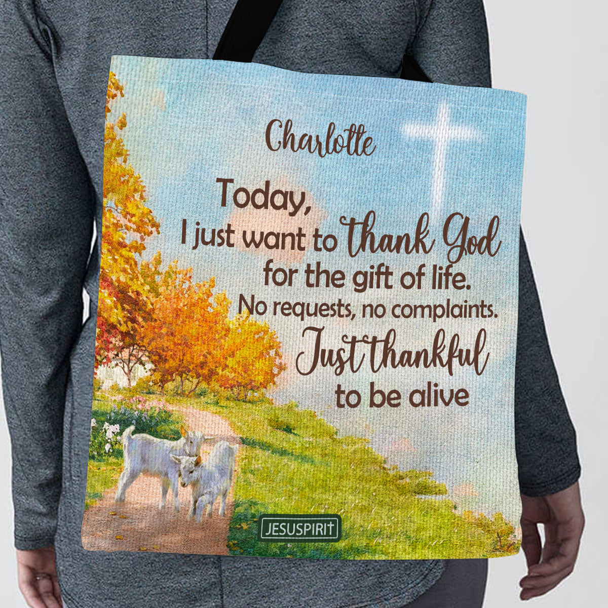 Just Thankful To Be Alive - Personalized Tote Bag GTTJS10200