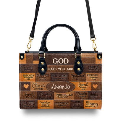 God Says I Am - Personalized Leather Handbag - Gift For Her GMJSLB200035