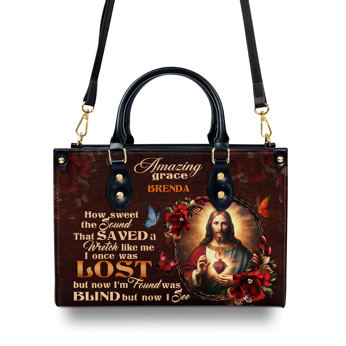 Jesus Amazing Grace - Leather Handbag - Personalized Christian Gift GMJSLB200023
