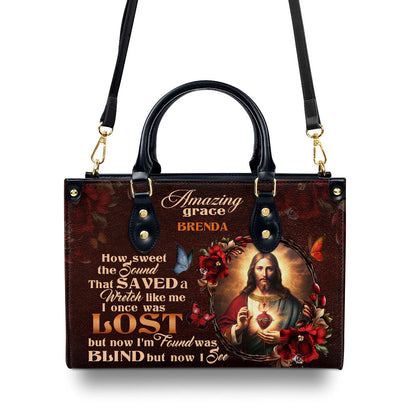 Jesus Amazing Grace - Leather Handbag - Personalized Christian Gift GMJSLB200023