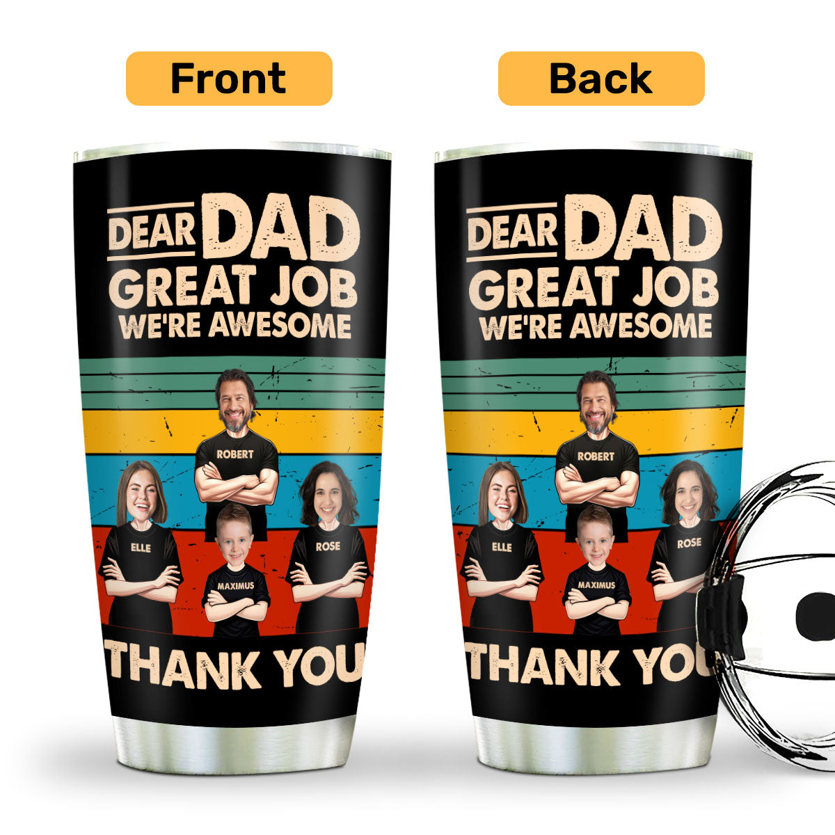 Dear Dad - Personalized Stainless Steel Tumbler 20oz