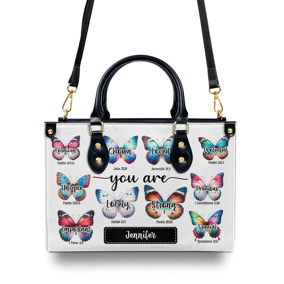 Inspirational Butterfly Design - Personalized Leather Handbag GMJSLB200024