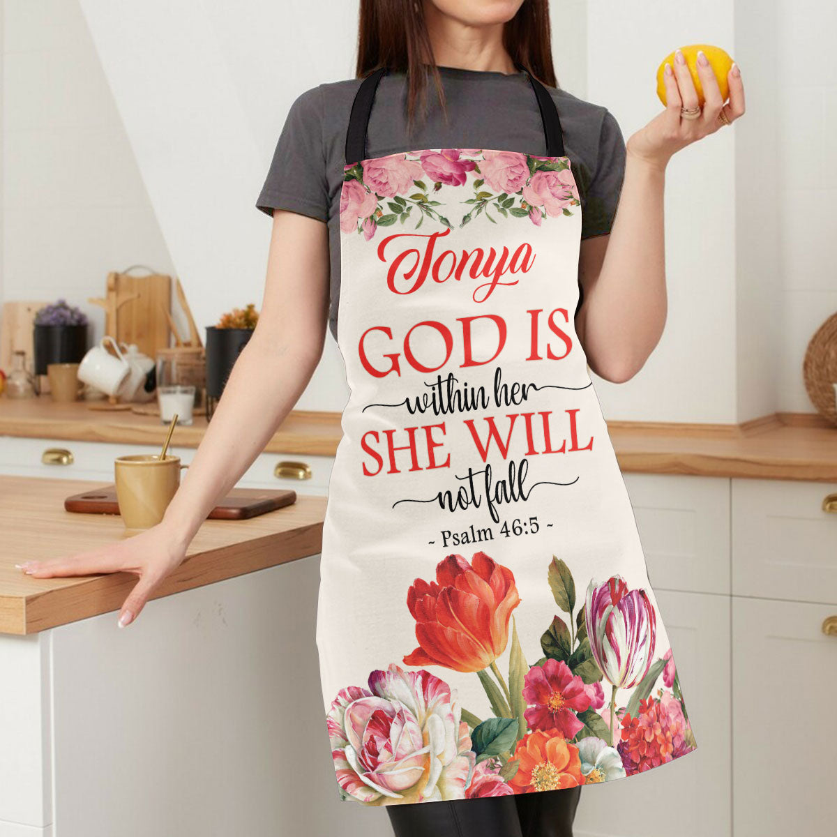 Psalm 46:5 Gift for Her - Personalized Floral Apron