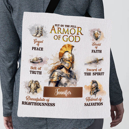 Put On The Armor Of God - Personalized Christian Tote Bag GTTJS10025