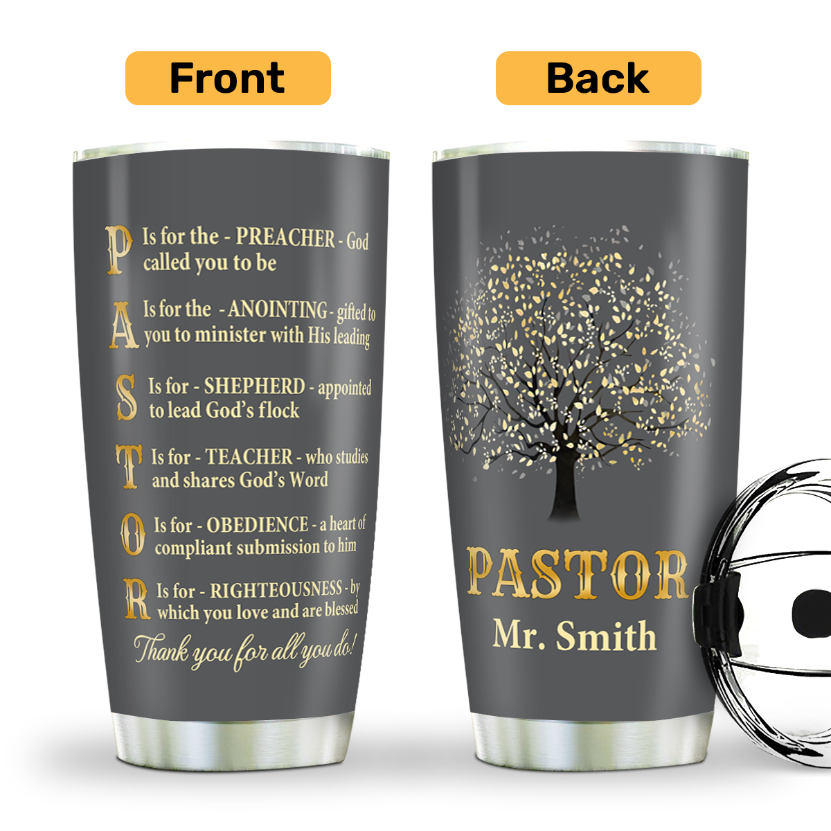 Thank You Pastor - Inspirational Stainless Steel Tumbler
