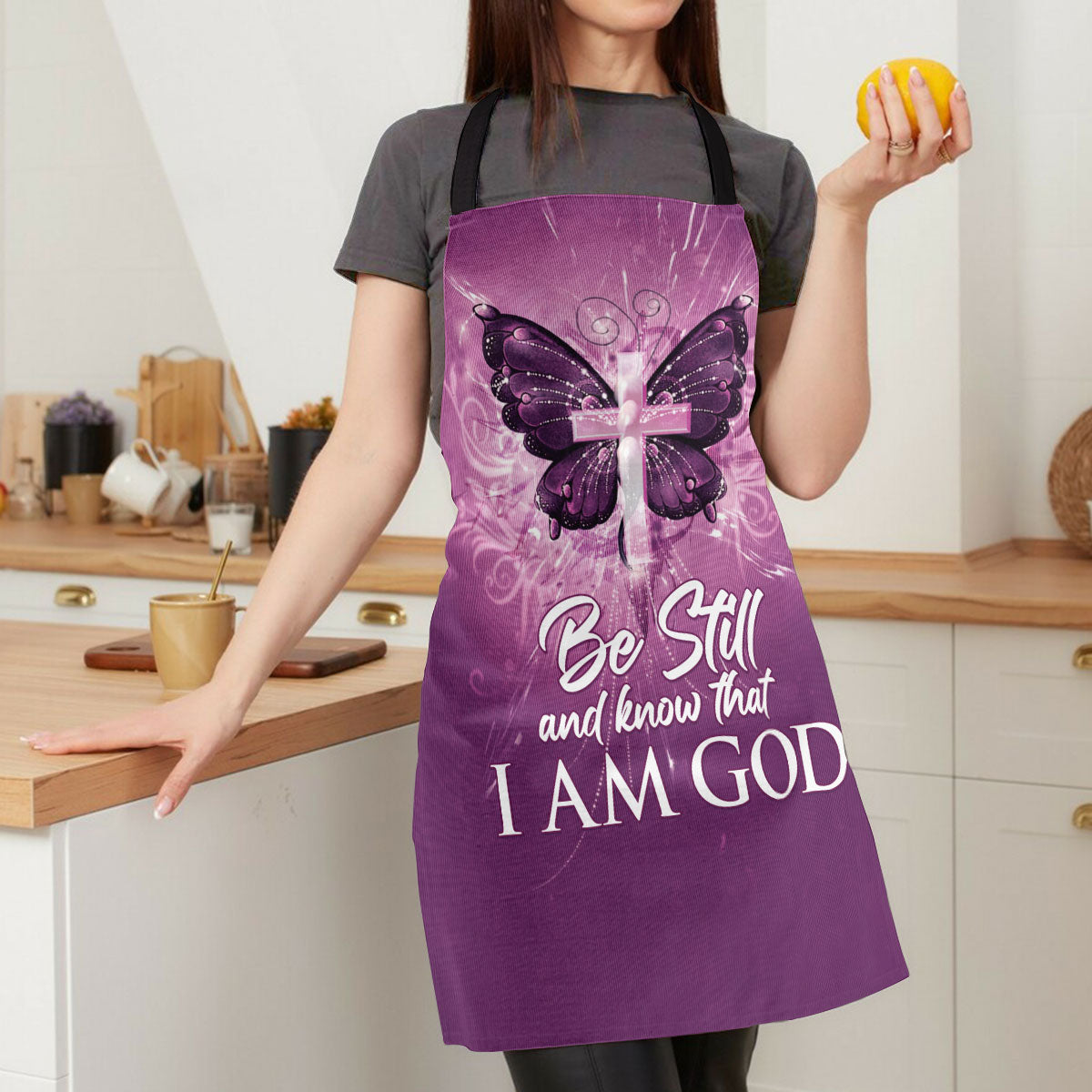 Faith Quote - Purple Apron Butterfly Cross Faith