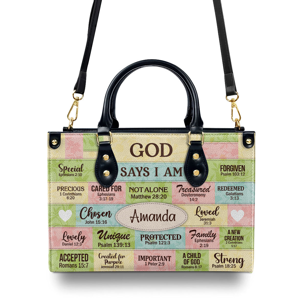 God Says I Am - Personalized Leather Handbag - Christian Faith Gift GMJSLB200034