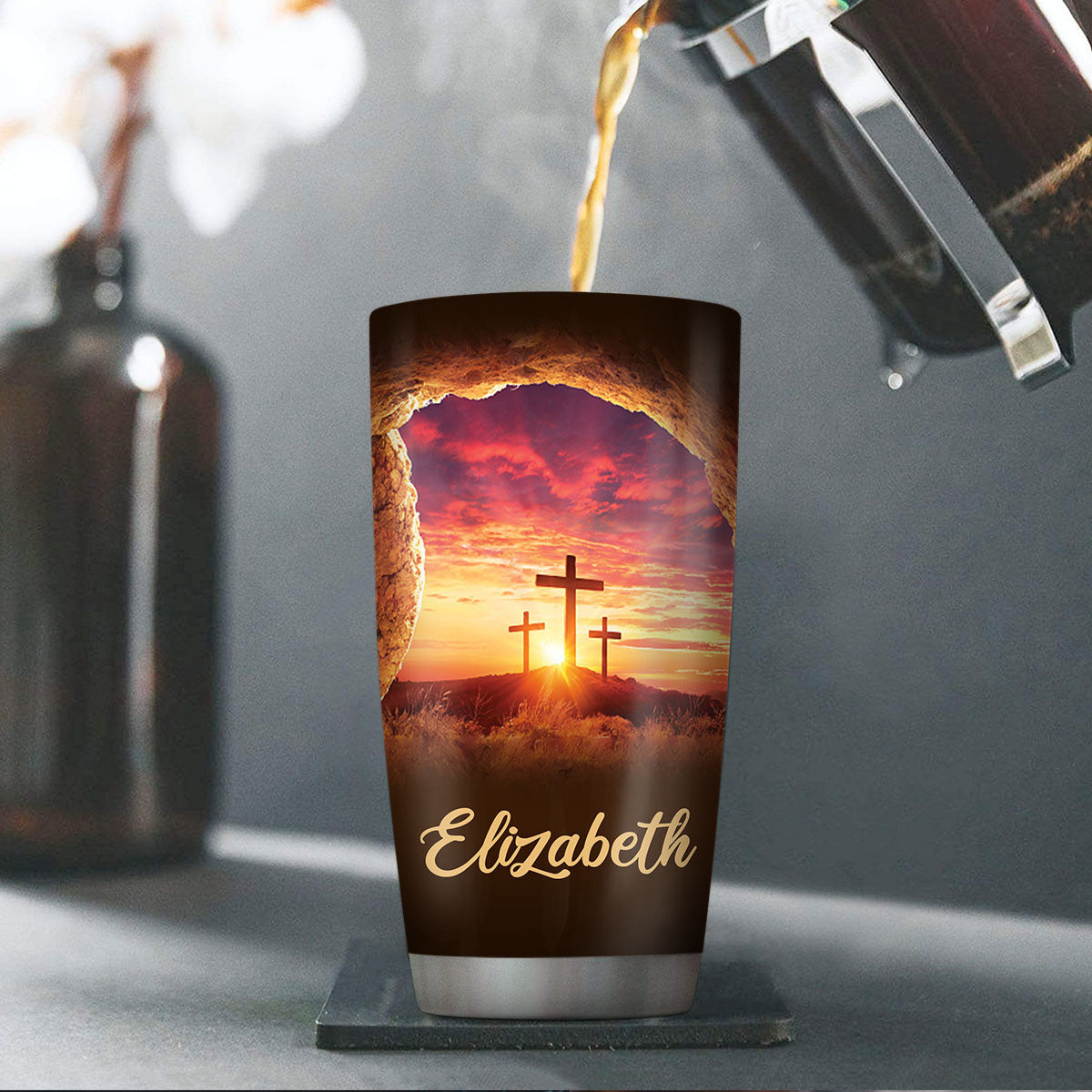 Because He Lives - Personalized Stainless Steel Tumbler