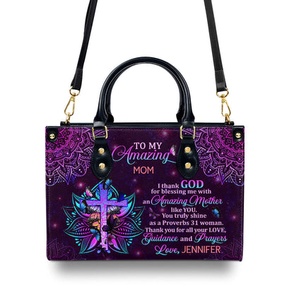 To My Mom - Personalized Leather Handbag - Christian Gift GMJSLB200013