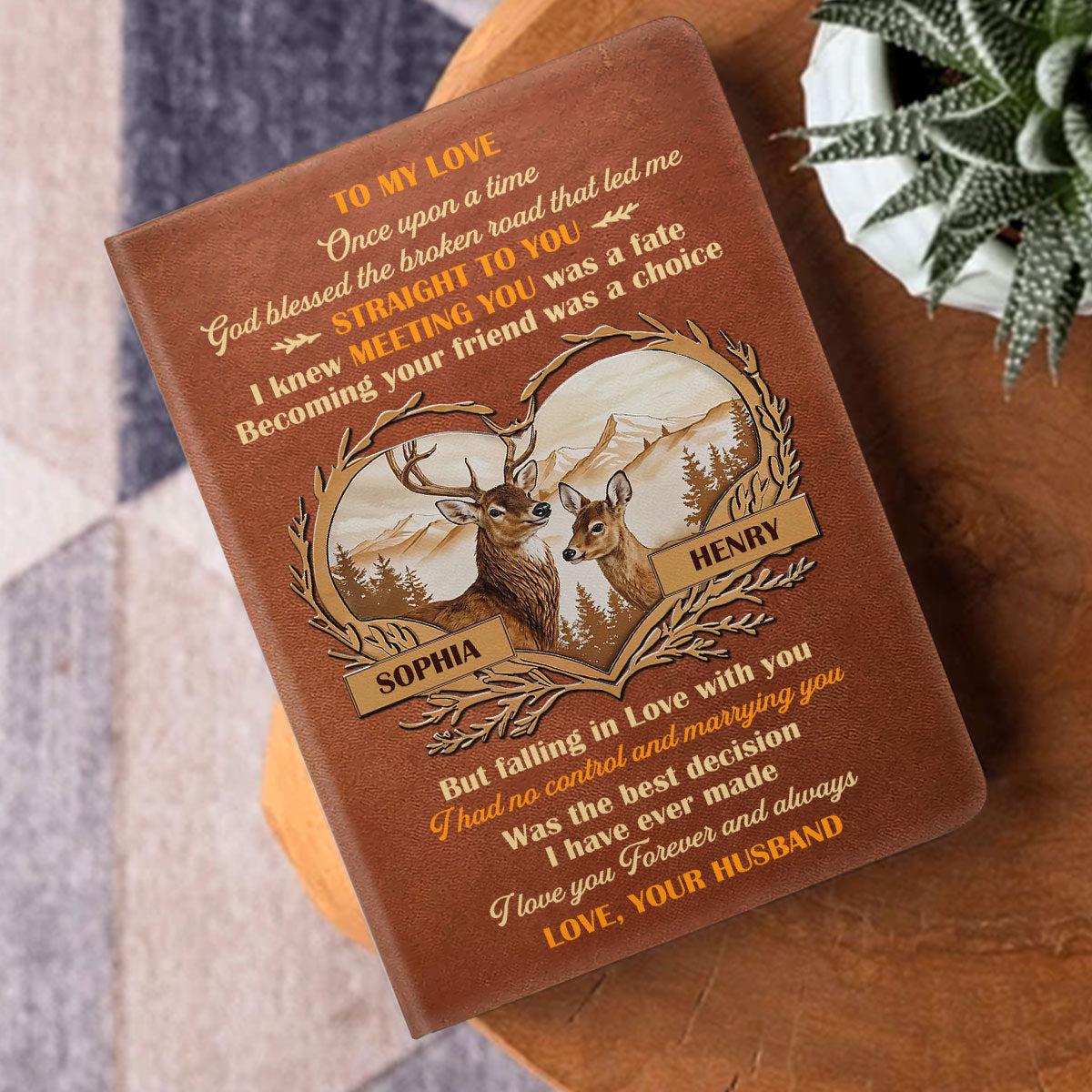 God Blessed the Broken Road - Personalized Leather Notebook GMJSNB200118