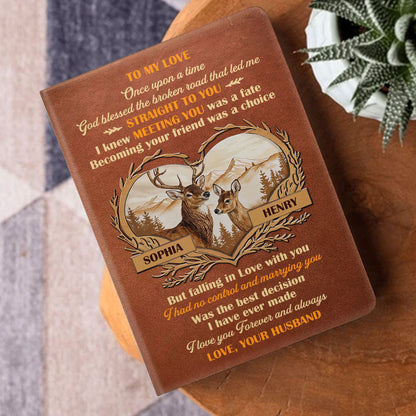 God Blessed the Broken Road - Personalized Leather Notebook GMJSNB200118