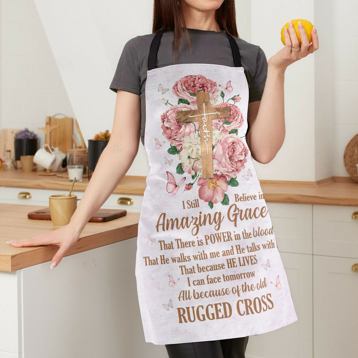 Amazing Grace - Floral Christian Apron for Kitchen