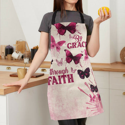 By Grace Through Faith - Butterfly Apron - Personalized Kitchen Accessory