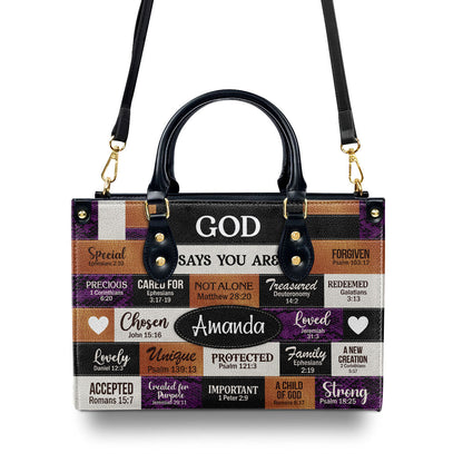 God Says I Am - Personalized Leather Handbag - Gift For Her GMJSLB200025
