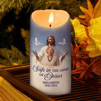 Safe In The Arms Of Jesus - Personalized Flameless LED Candle