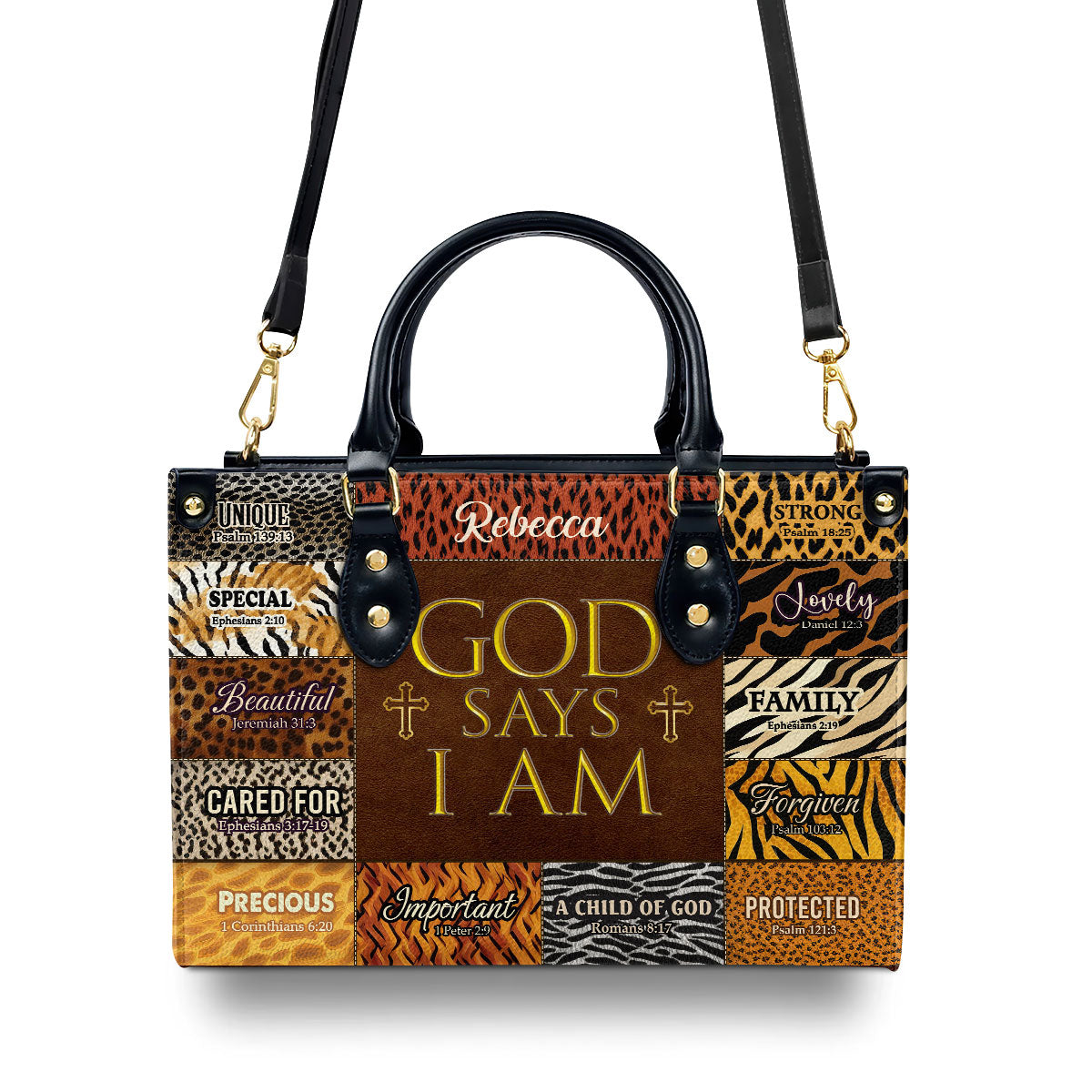 God Says I Am Unique - Personalized Leather Handbag GMJSLB200011
