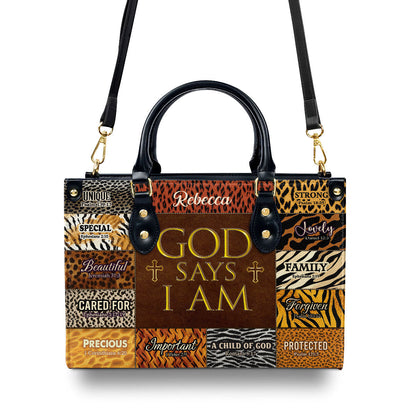 God Says I Am Unique - Personalized Leather Handbag GMJSLB200011