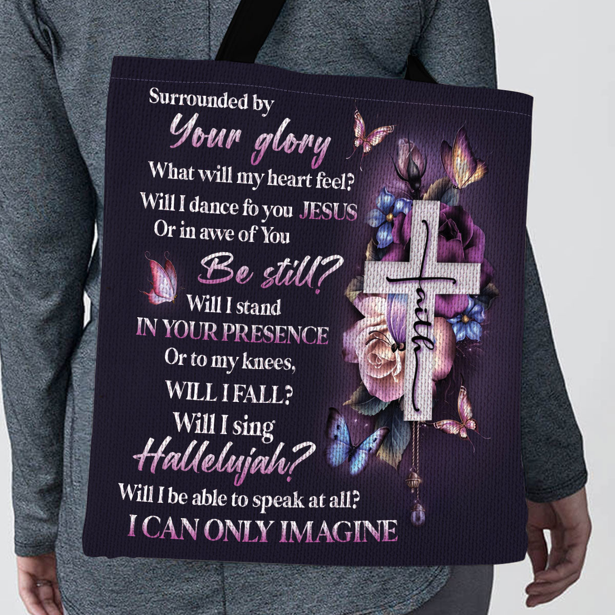 Inspirational Christian - Floral Cross Tote Bag GTTJS10355