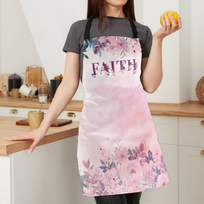 Faith Floral Design - Apron With Neck Strap - Inspirational Kitchen Wear