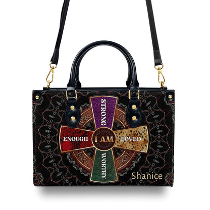 I Am Strong Loved - Personalized Leather Handbag - Gift for Women GMJSLB200014