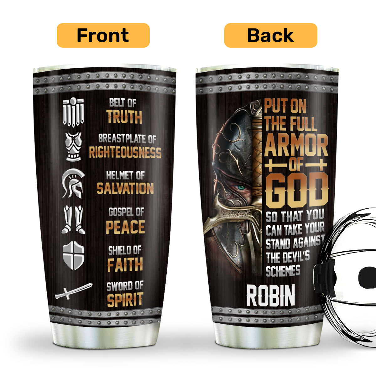 Put On The Full Armor Of God - Personalized Stainless Steel Tumbler