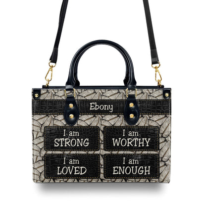 Jesuspirit I Am Strong - Personalized Leather Handbag - Gift For Her GMJSLB200012