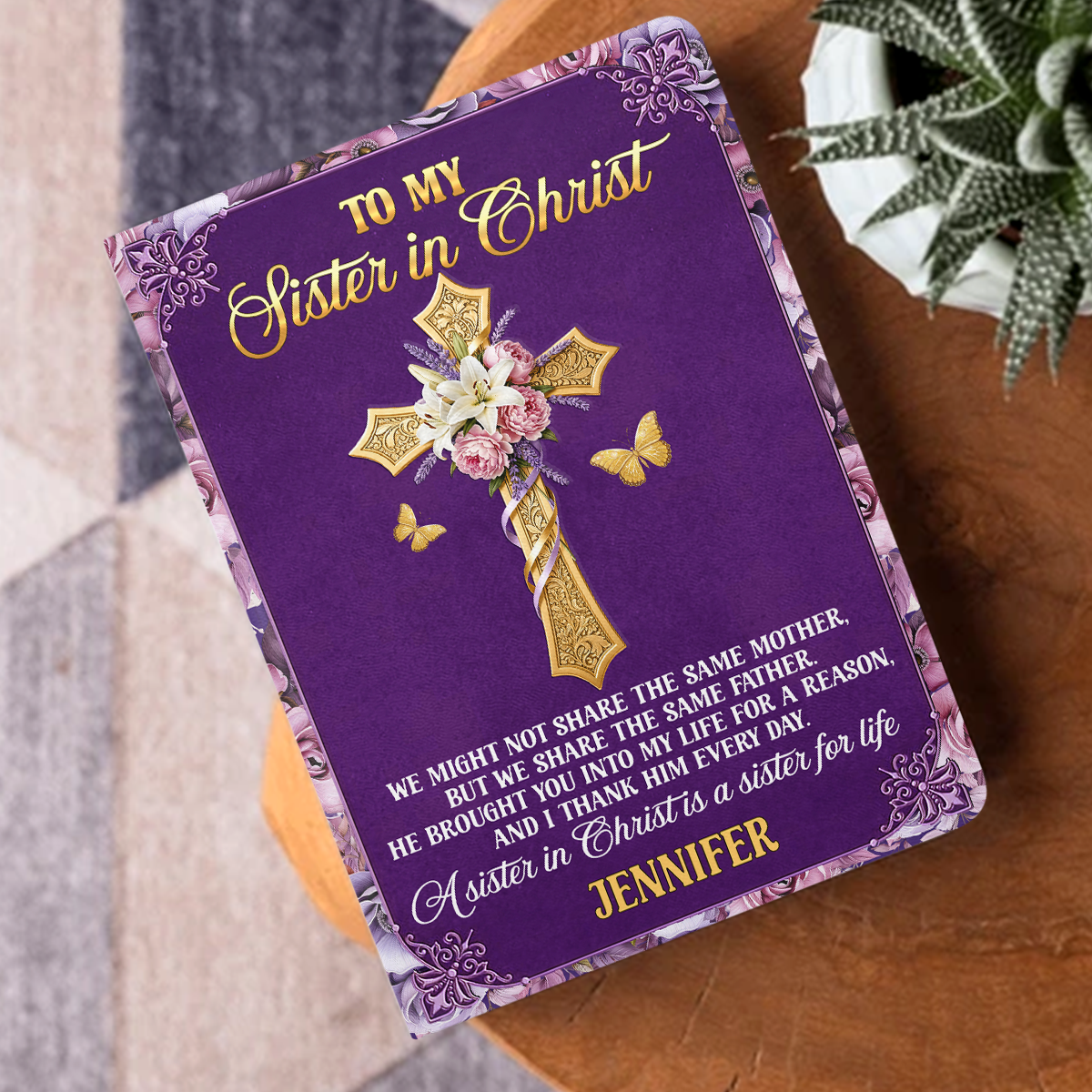 To My Sister in Christ - Personalized Leather Cover Notebook GMJSNB200035