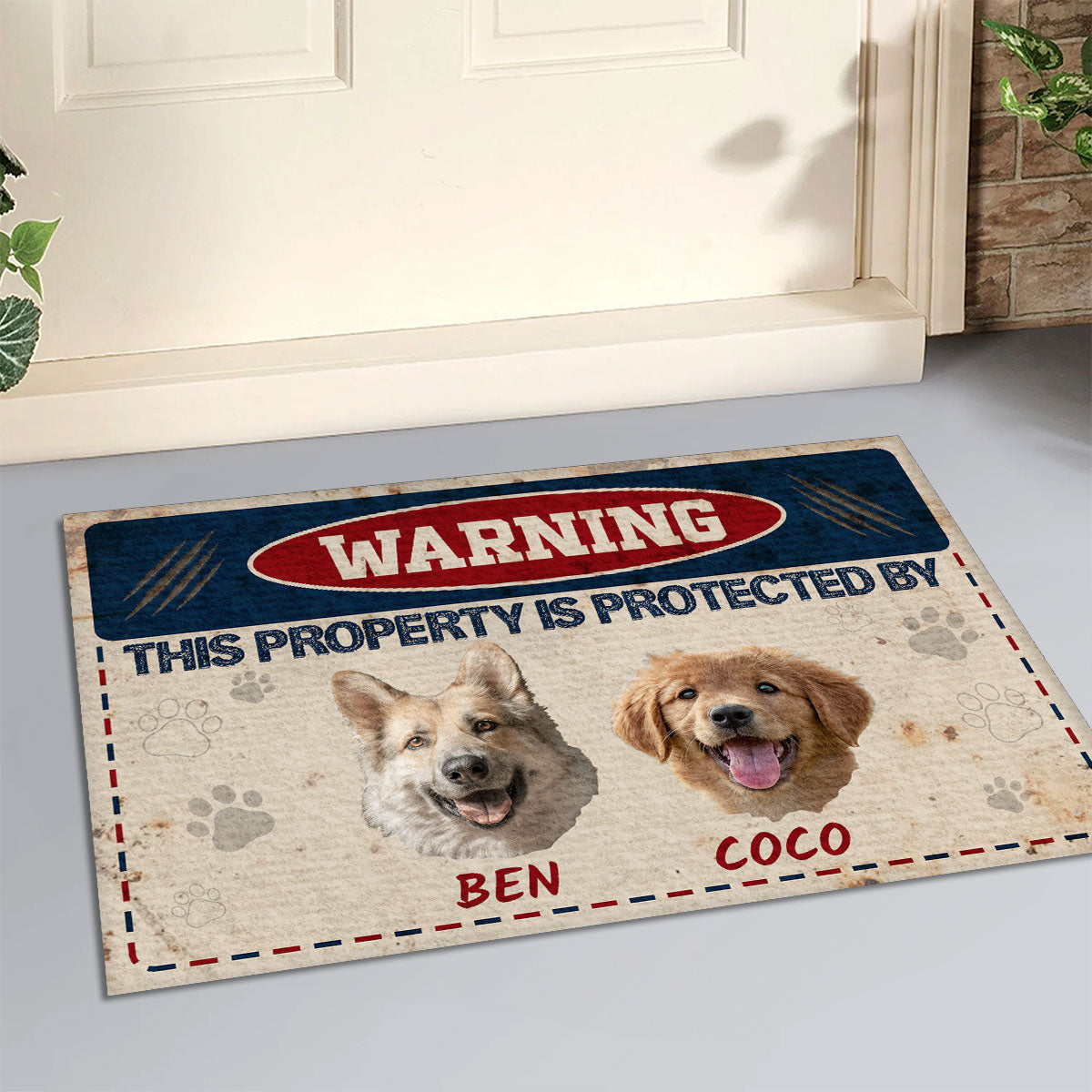 Warning This Property Is Protected - Personalized Doormat GDMJS10091