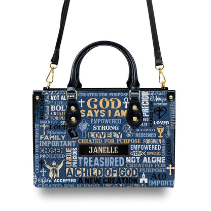 I Am A Child Of God - Personalized Leather Handbag GMJSLB200019