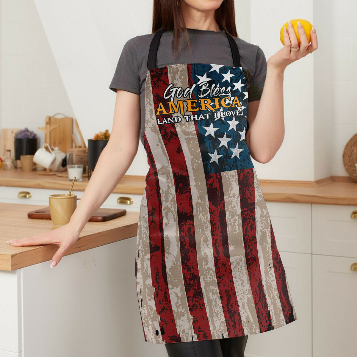 God Bless America - Inspirational Apron with Tie Back