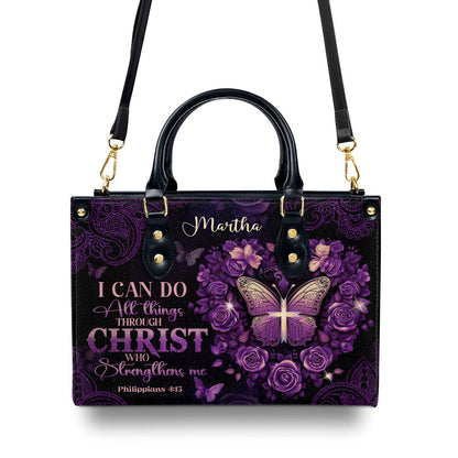 I Can Do All Things Through Christ - Personalized Leather Handbag GMJSLB200021