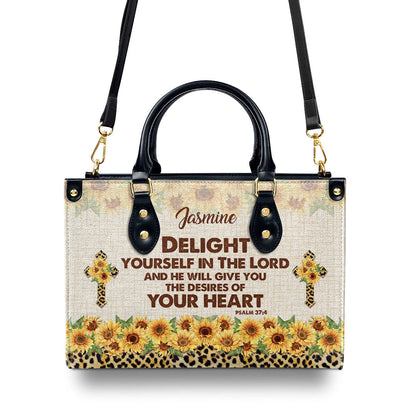 Psalm 37:4 - Personalized Leather Handbag GMJSLB200094