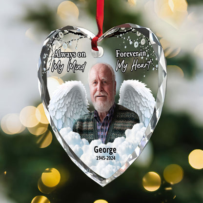 Always On My Mind - Heart Shaped Glass Ornament GOJS10232
