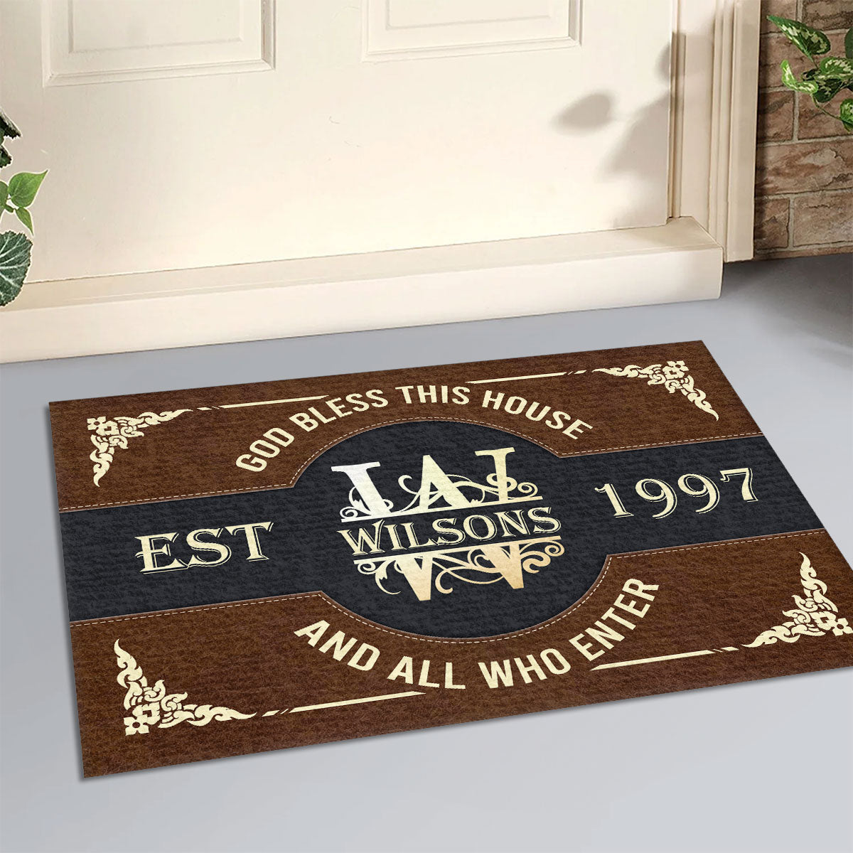 God Bless This House - Personalized Doormat - Christian Home Decor GDMJS10094