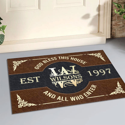 God Bless This House - Personalized Doormat - Christian Home Decor GDMJS10094