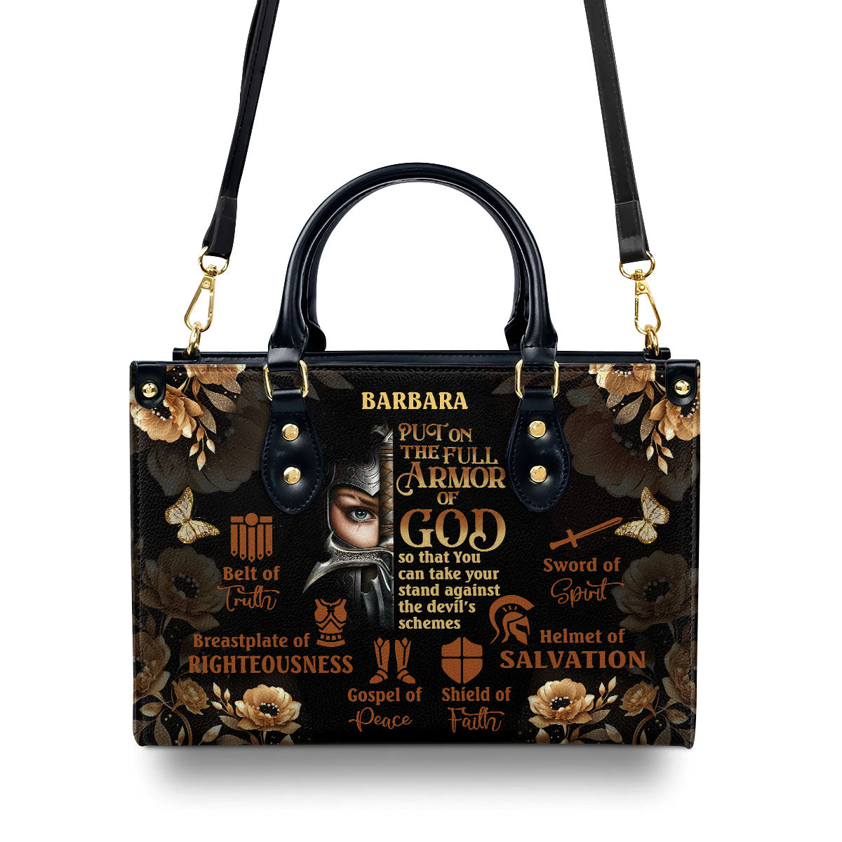 Armor Of God Inspirational - Personalized Leather Handbag GMJSLB200020