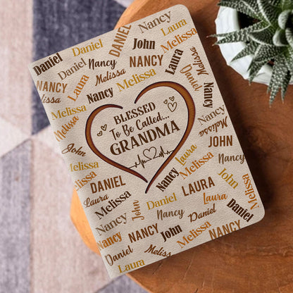 Blessed To Be Called Grandma - Personalized Leather Cover Notebook GMJSNB200113