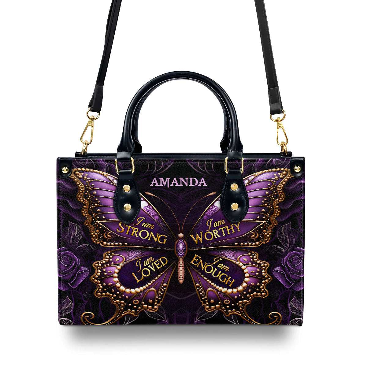 I Am Love - Personalized Leather Handbag - Christian Butterfly Design GMJSLB200010