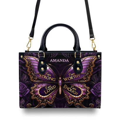 I Am Love - Personalized Leather Handbag - Christian Butterfly Design GMJSLB200010