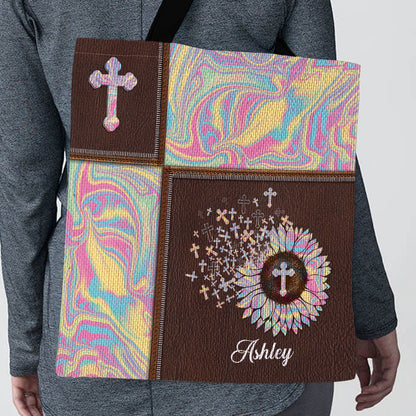 Christian Tote Bag - Personalized Floral and Cross Gift for Women GTTJS10334