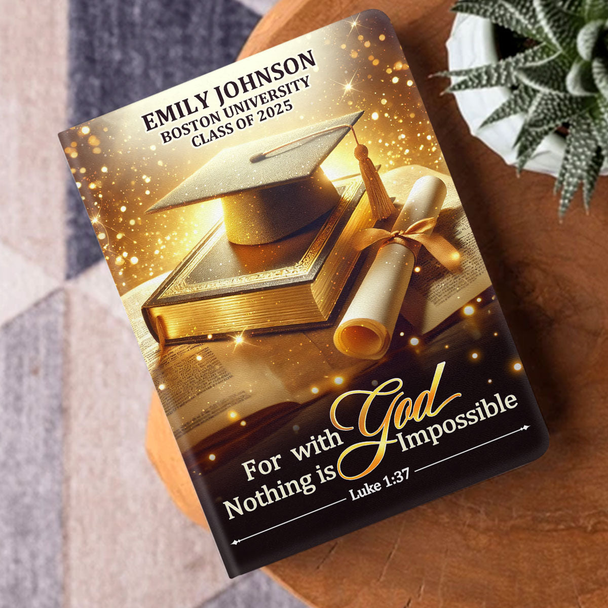 For With God, Nothing Is Impossible - Personalized Leather Notebook GMJSNB200095