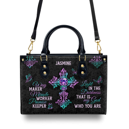 Way Maker Miracle Worker Promise Keeper - Personalized Leather Handbag GMJSLB200101