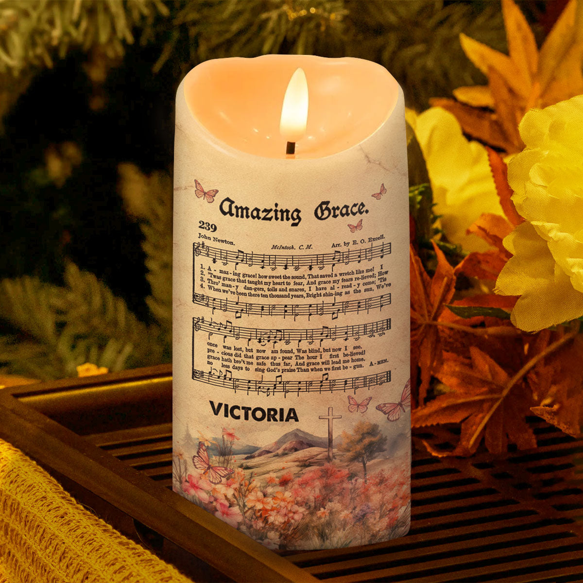 Amazing Grace - Personalized Flameless LED Candle - Gift For Her