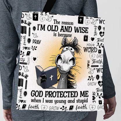 God Protected Me - Inspirational Tote Bag - Christian Faithful GTTJS10021